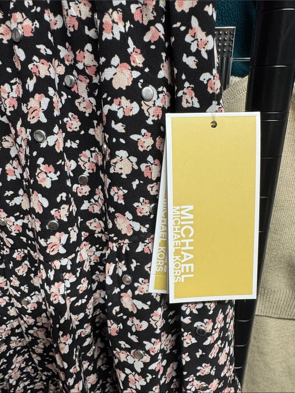 NWT XS Michael Kors Studded Floral Print Georgette Tiered Skirt - Picture 5 of 6